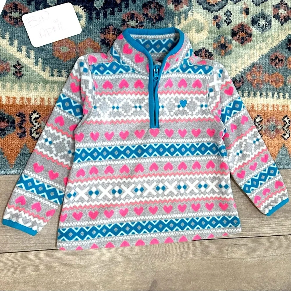 Y2K OshKosh B'Gosh Toddler Girl Fair Isle Print Pullover Sweater 3T Quarter-Zip